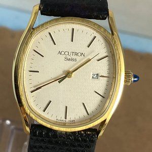 VINTAGE Bulova Date Accutron Gold Swiss Watch